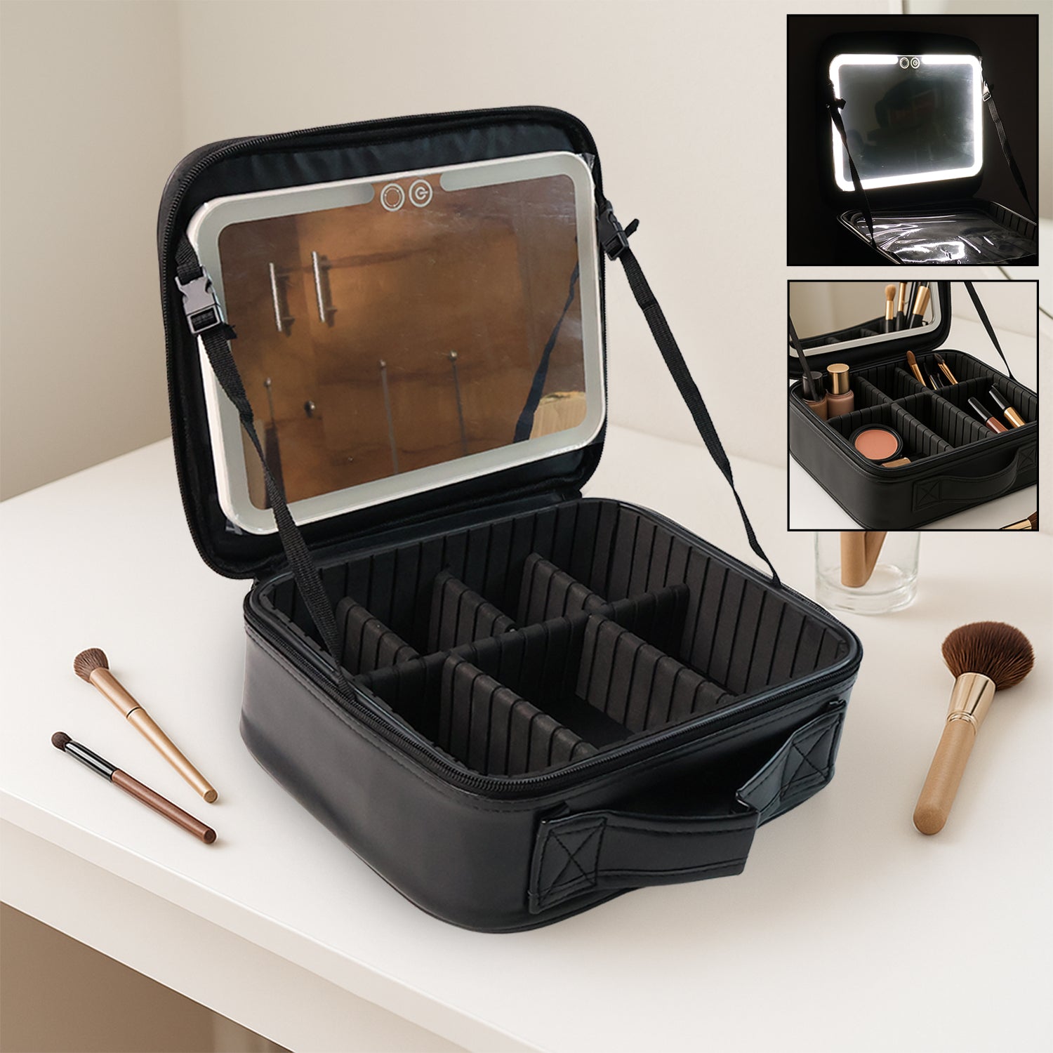 Black Premium Led Light Makeup Organizer Box (1 Pc) Black Premium Led Light Makeup Organizer Box (1 Pc)